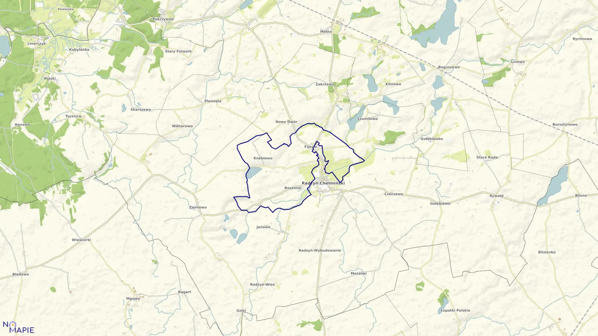 Mapa obrębu Kneblowo w gminie Radzyń Chełmiński