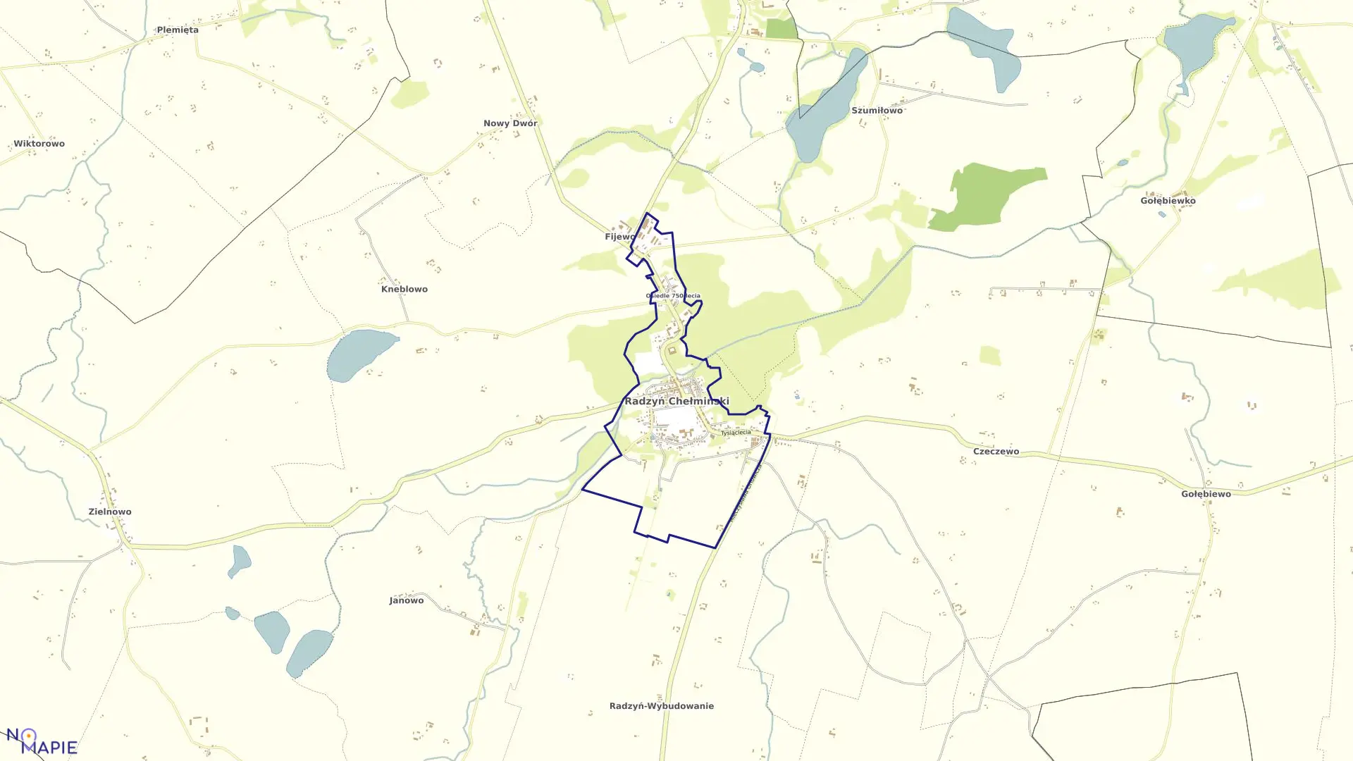 Mapa obrębu Radzyń Chełmiński w gminie Radzyń Chełmiński