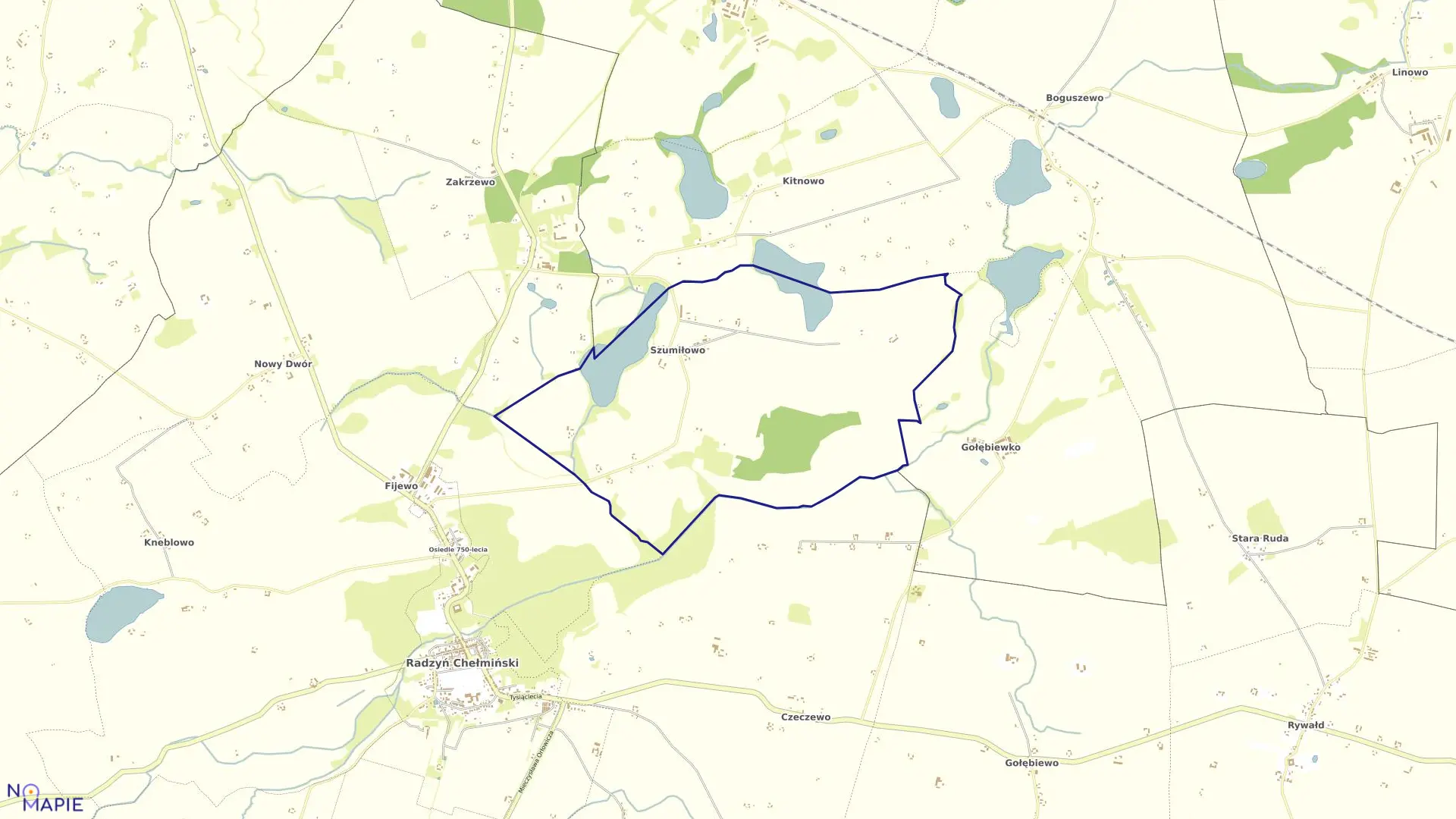 Mapa obrębu Szumiłowo w gminie Radzyń Chełmiński